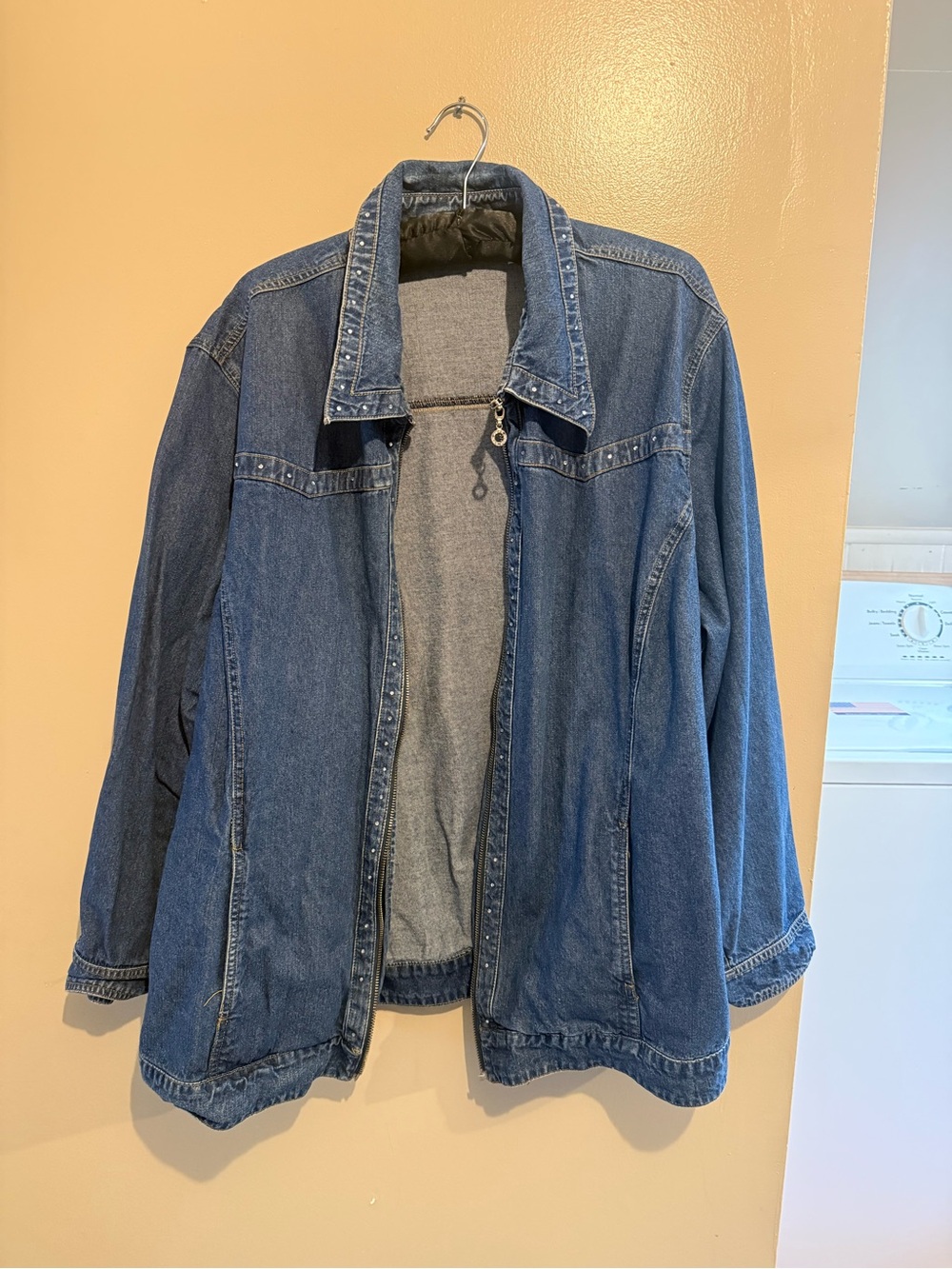 Oversized Blue Denim Zip-Front Jacket